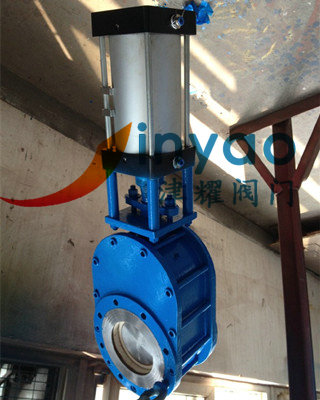 气动陶瓷出料阀Z674TC 对夹双闸板阀